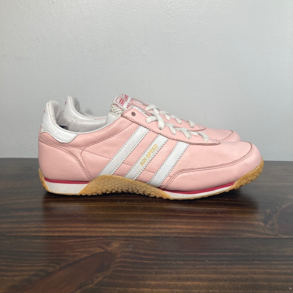 Adidas ADI Speed Pink White Leather Athletic Sneakers Womens Size 7